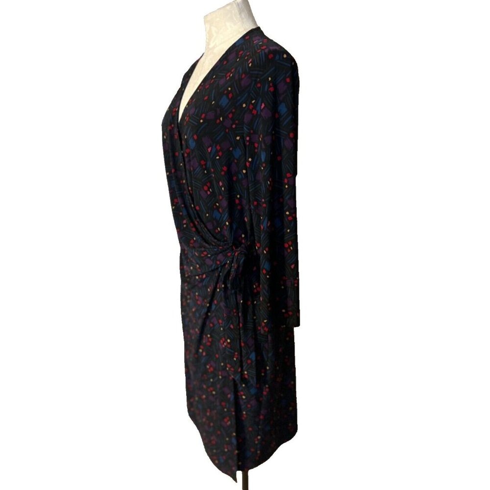 Anne Klein Dress 10 Faux Wrap Print Long Sleeve Stretch Career Church Washable - Picture 6 of 8